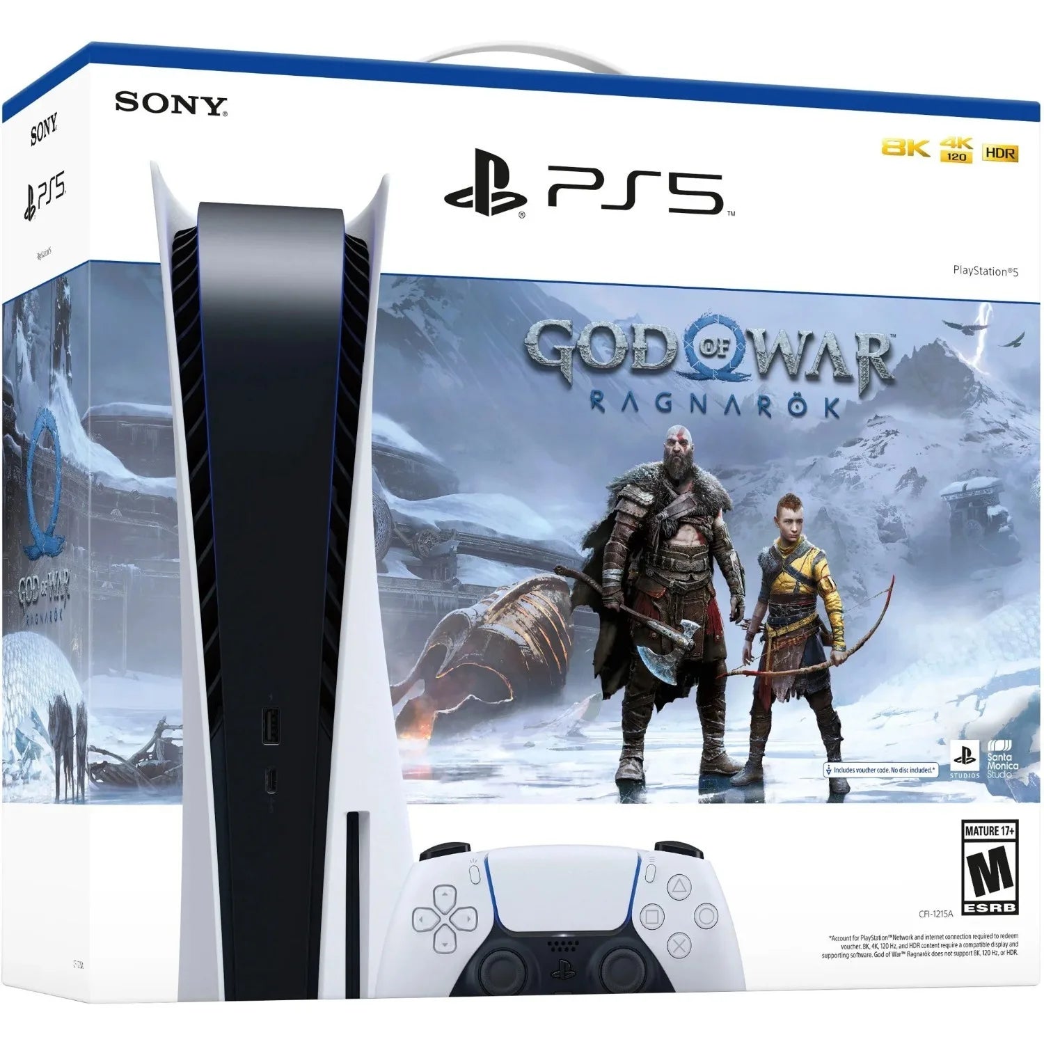 PlayStation 5 Console – God of War Ragnarök Bundle, Disc Edition, White