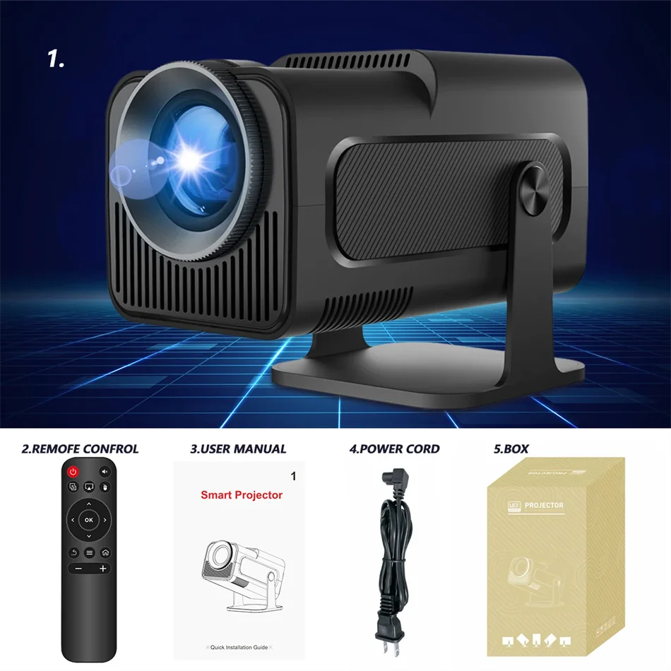 2025 Portable 4K Projector with Android 11 | Native 1080P (1920×1080), 390 ANSI Lumens, Dual WiFi 6, Bluetooth 5.0 Home Cinema - Deals Today