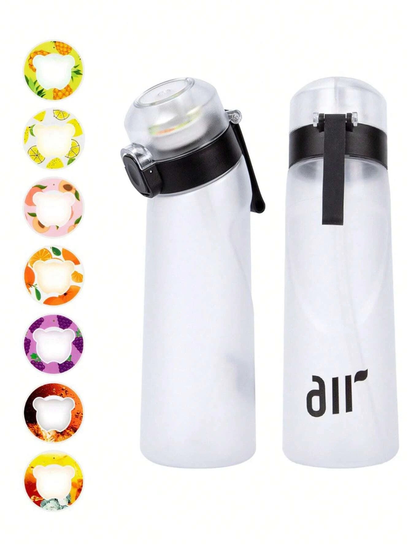 Portable Air Water Bottle with Random Flavor Pods – Transparent Leak-Proof Bottle with Straw for Outdoor Sports & Travel