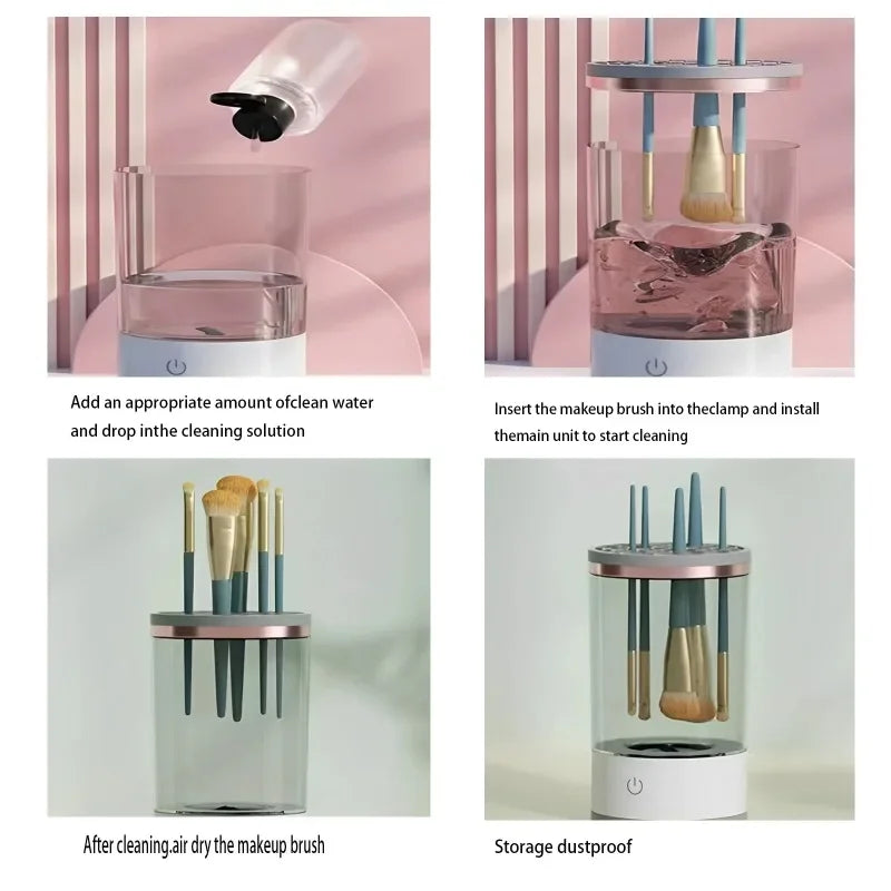 USB Powered Brush Washer & Dryer - Odorless Battery-Free Makeup Cleaner, Plug-and-Play Essential Beauty Accessory