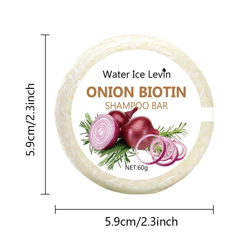 Onion and Biotin Shampoo Soap - 60g, Suitable for All Hair Types, Moisturizing and Smoothing, Rich in Rosemary Extract - Deals Today