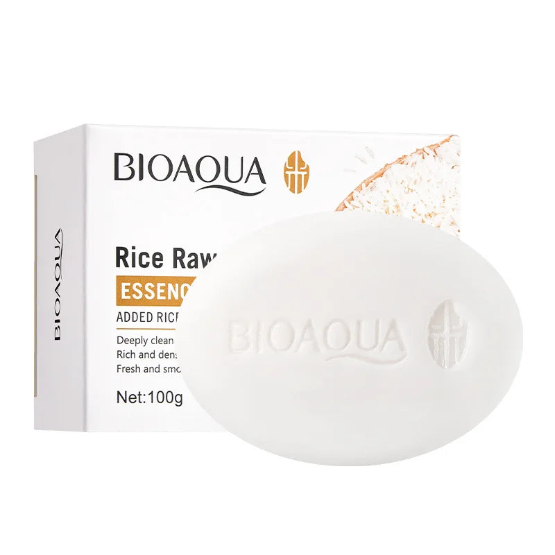 BIOAQUA White Rice Raw Pulp Facial Soap Face Wash Foam Facial Cleanser Moisturizing Oil Control Body Bathing Handmade Soap - Deals Today