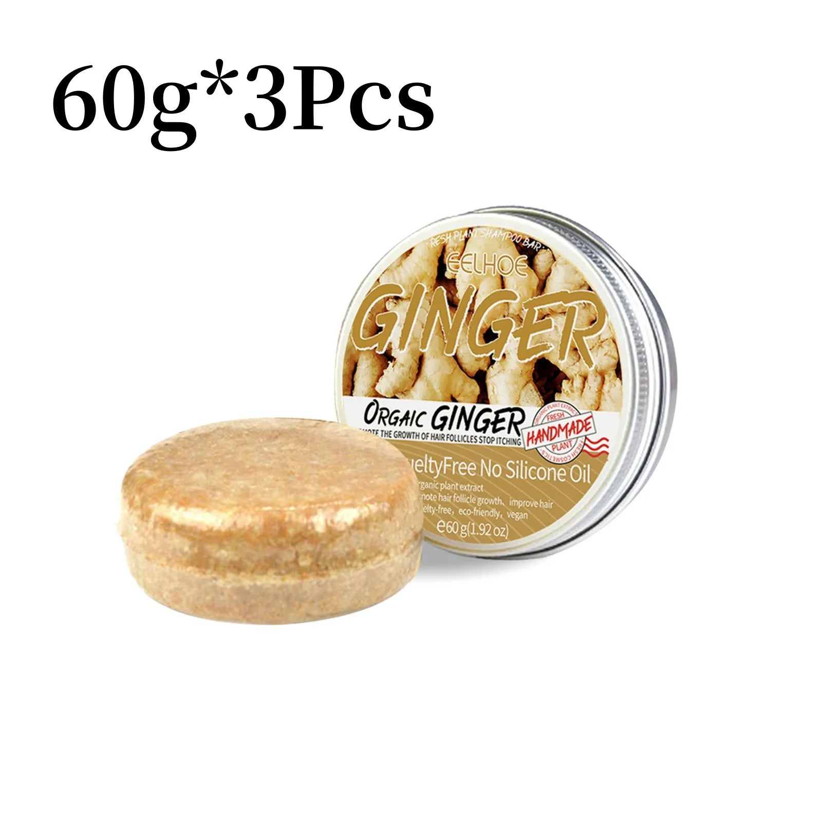 60g Natural Ginger Shampoo Soap Reduce Hair Loss Clean Dandruff Nourish Moisturize Scalp Improve Hair Quality Hair Care Product - Deals Today