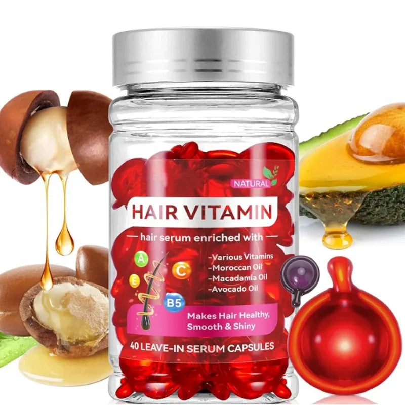 Moroccan Agam Vitamin Oil Hair Care Essence Damaged Nutrition Repair Hair Splitting Improvement Treatment Products 40 Capsules - Deals Today