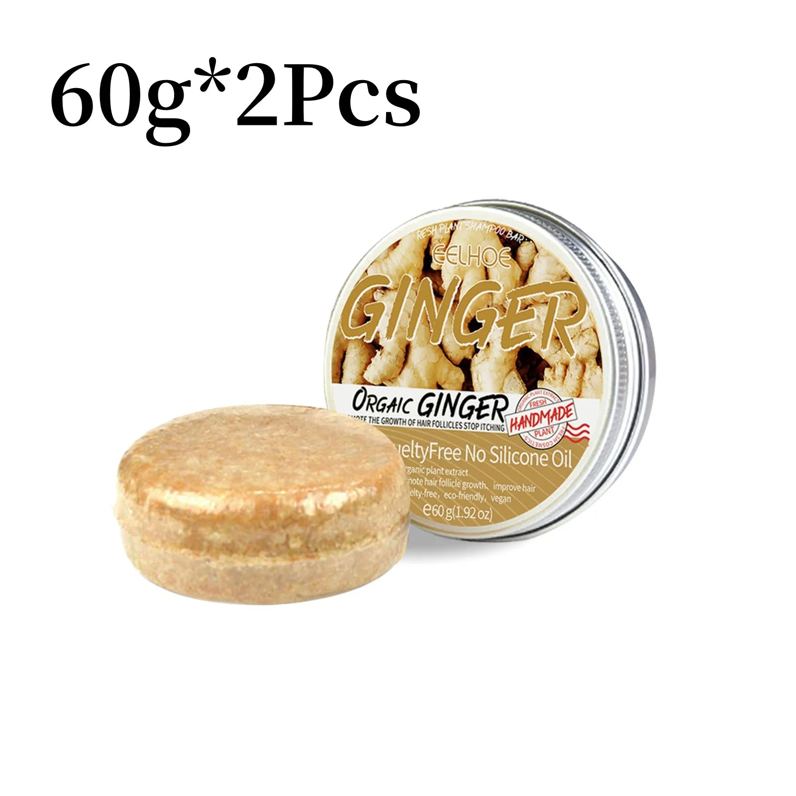 60g Natural Ginger Shampoo Soap Reduce Hair Loss Clean Dandruff Nourish Moisturize Scalp Improve Hair Quality Hair Care Product - Deals Today