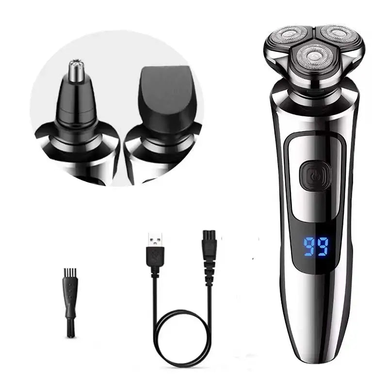 Electric Shaver Man Rechargeable Razor Shaving Knife Whisker Knife Household Portable Floating Three Tip Water Wash - Deals Today