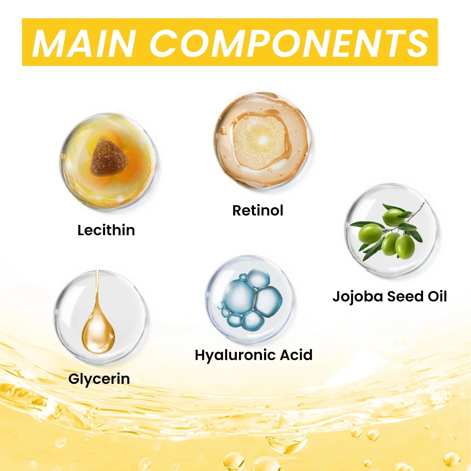 Retinol Anti-Wrinkle Serum Anti Aging Face Lifting Firming Fade Fine Lines Moisturizing Skin Care Hyaluronic Acid Facial Serum - Deals Today