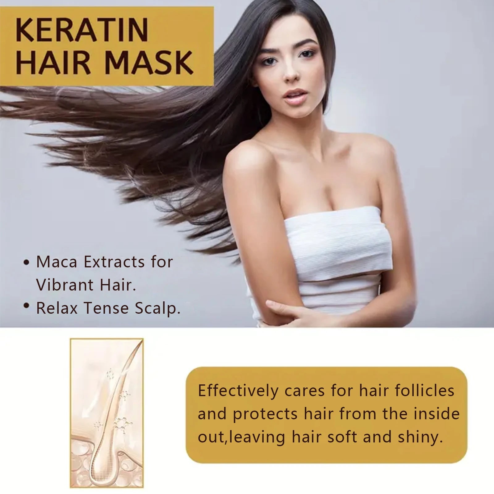 Magical Keratin Hair Mask 5 Seconds Fast Repair Damaged Frizzy Hair Soft Smooth Shiny Straightening Deep Moisturizing Hair Care - Deals Today