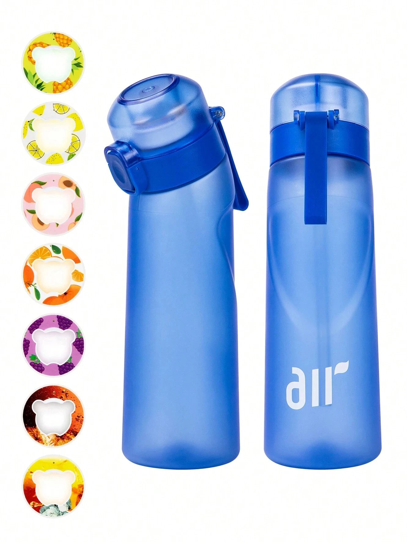 Portable Air Water Bottle with Random Flavor Pods – Transparent Leak-Proof Bottle with Straw for Outdoor Sports & Travel