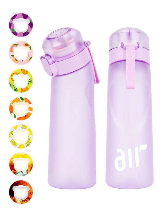 Portable Air Water Bottle with Random Flavor Pods – Transparent Leak-Proof Bottle with Straw for Outdoor Sports & Travel