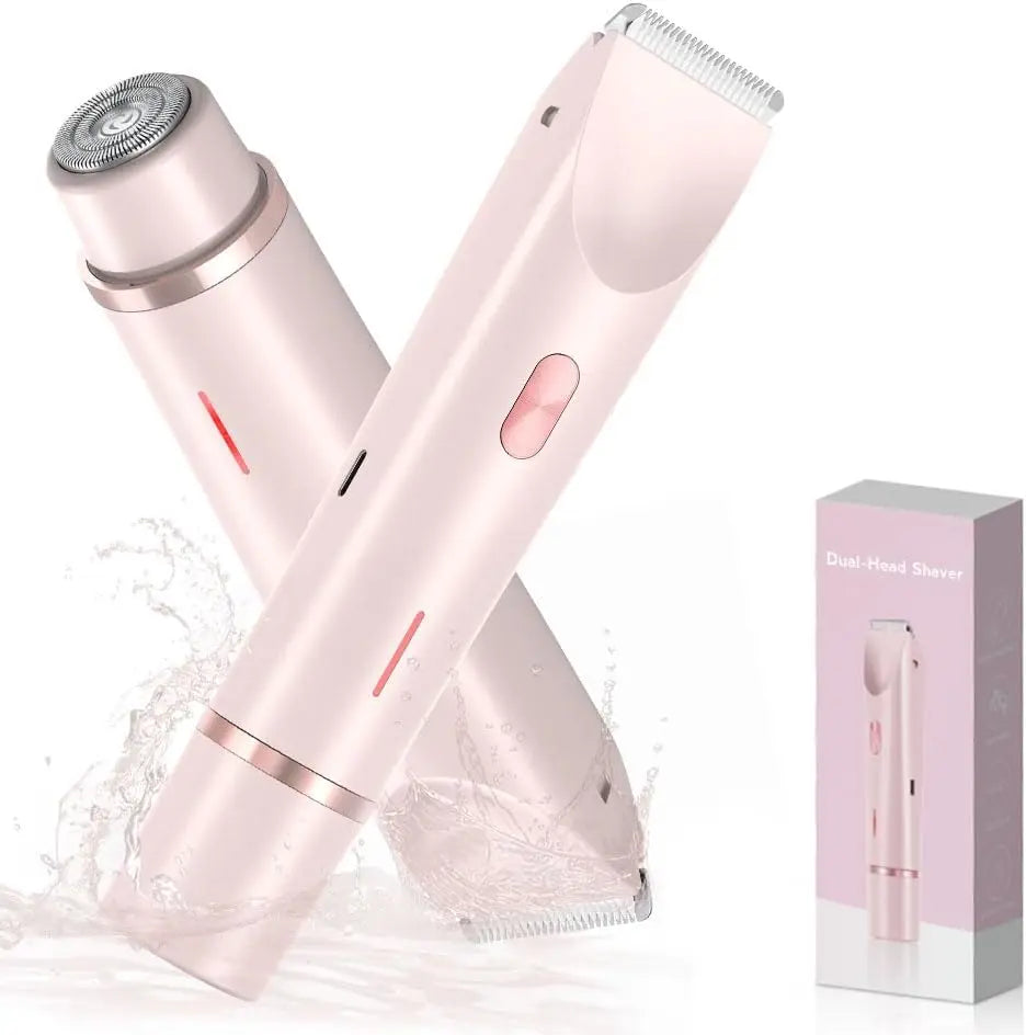 2 in 1 Dual-Head Painless Women Electric Razors Bikini Trimmer Wet Dry Use for Ladies Pubic Hair Detachable Head Electric Shaver - Deals Today