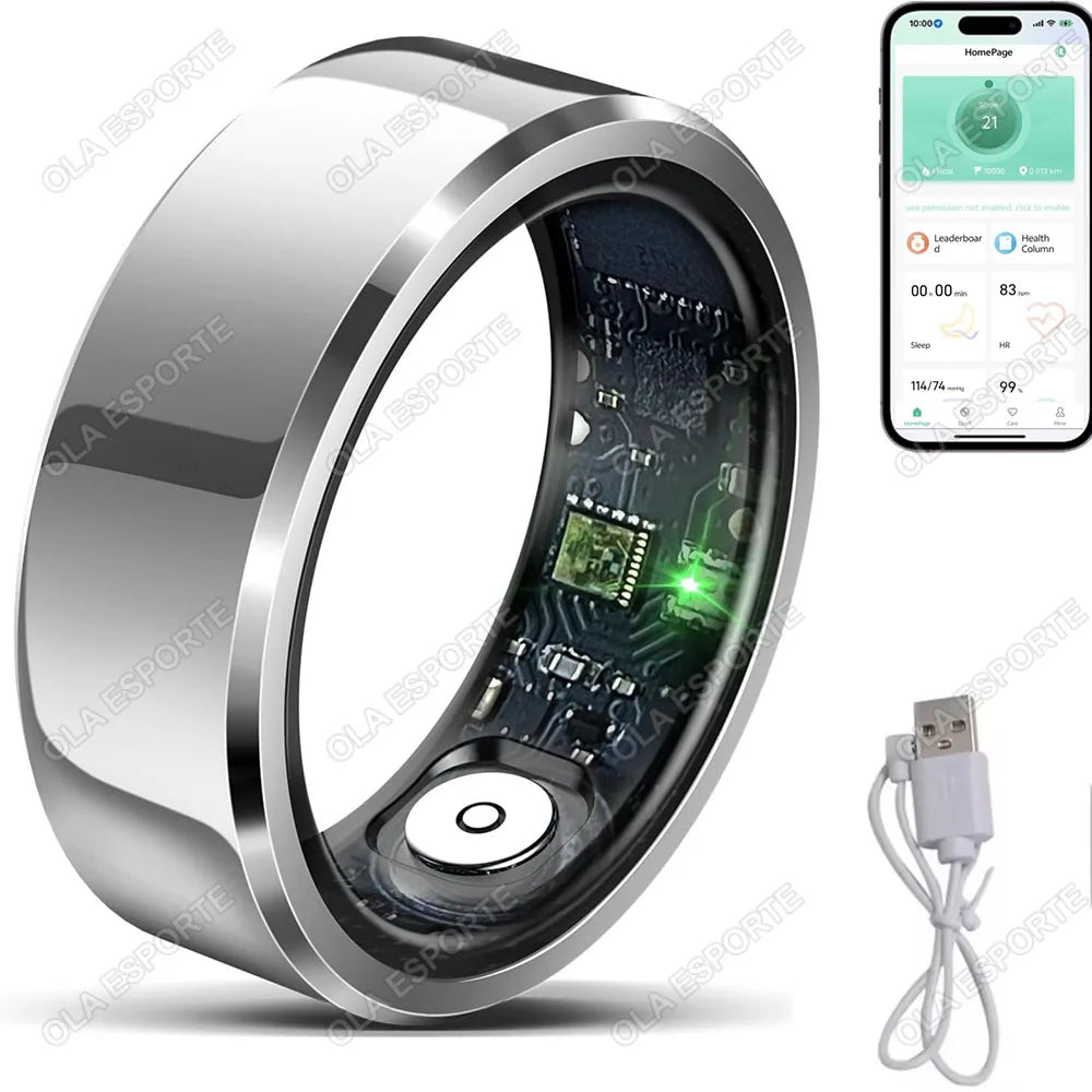 2026 Smart Ring for Blood Pressure, Heart Rate & Sleep Monitoring – IP68 Waterproof Fitness Tracker with Multi-Sport Mode for Men & Women