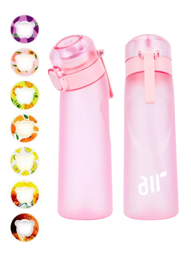 Portable Air Water Bottle with Random Flavor Pods – Transparent Leak-Proof Bottle with Straw for Outdoor Sports & Travel