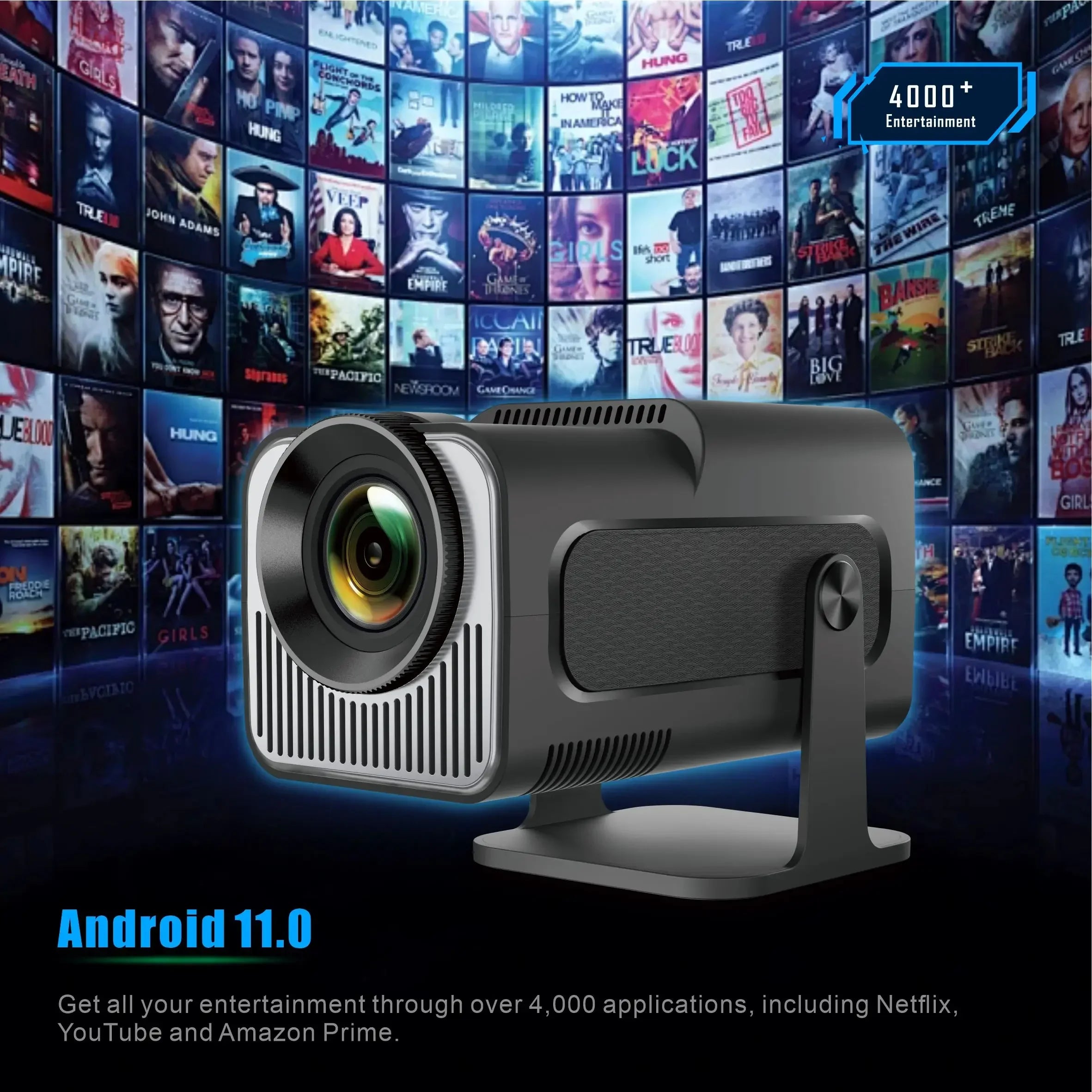 Salange HY320 MINI Android 11.0 Projector LED Beamer Home Cinema 300ANSI 720P WIFI Smart TV HD Support 1080P 4K Home Movie