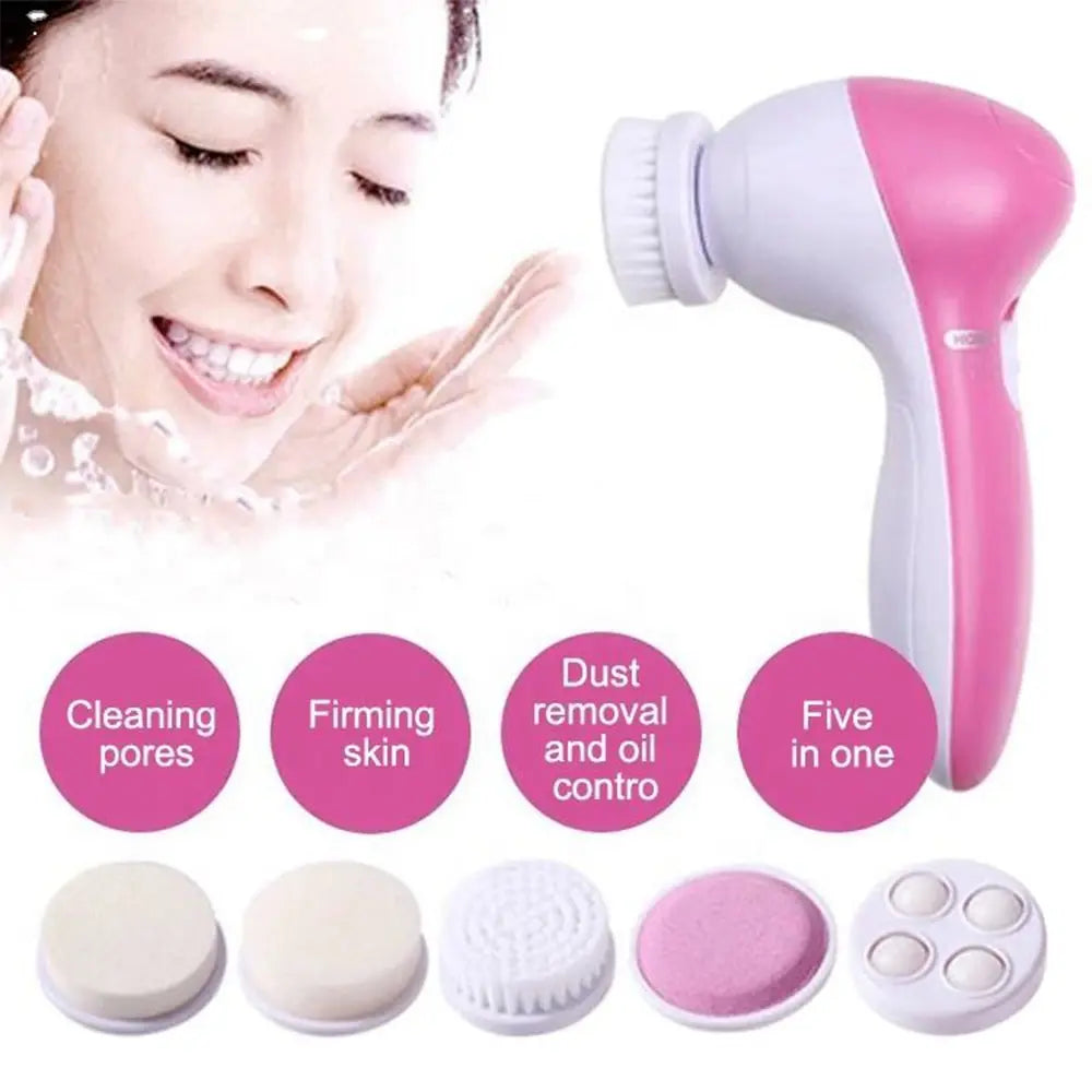 Electric Facial Cleaner 5 IN 1 Face Cleansing Brush Wash Machine Spa Skin Care Massager Blackhead Cleaning Facial Cleanser Tools - Deals Today