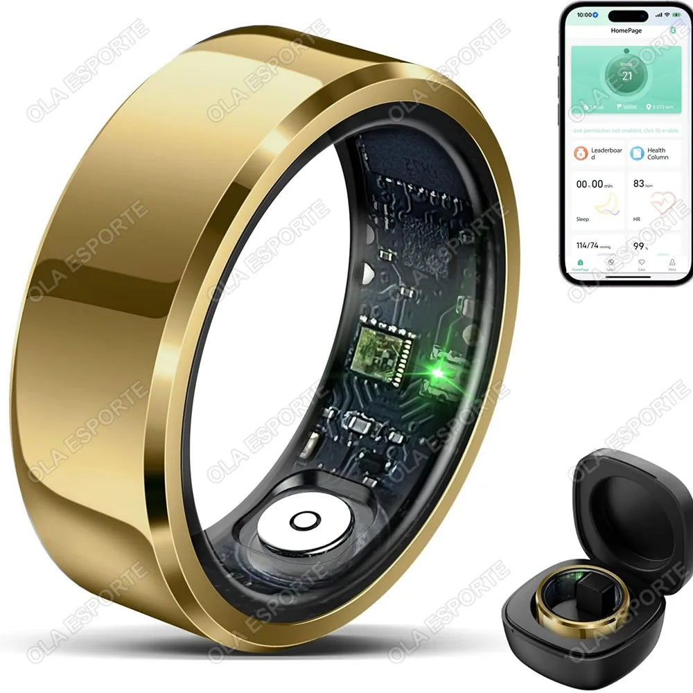 2026 Smart Ring for Blood Pressure, Heart Rate & Sleep Monitoring – IP68 Waterproof Fitness Tracker with Multi-Sport Mode for Men & Women