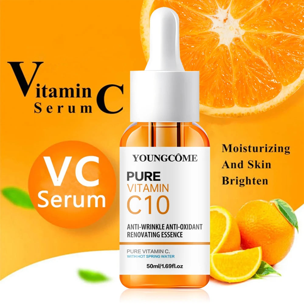 Vitamin C Facial Essence Hyaluronic Acid Dark Skin Brighten Serum Fade Fine Lines Moisturizing Repair Dull Serum Face Skin Care - Deals Today