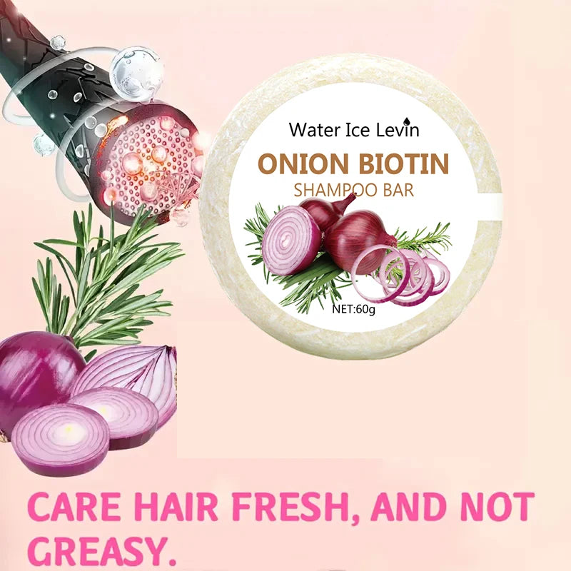 Onion and Biotin Shampoo Soap - 60g, Suitable for All Hair Types, Moisturizing and Smoothing, Rich in Rosemary Extract - Deals Today