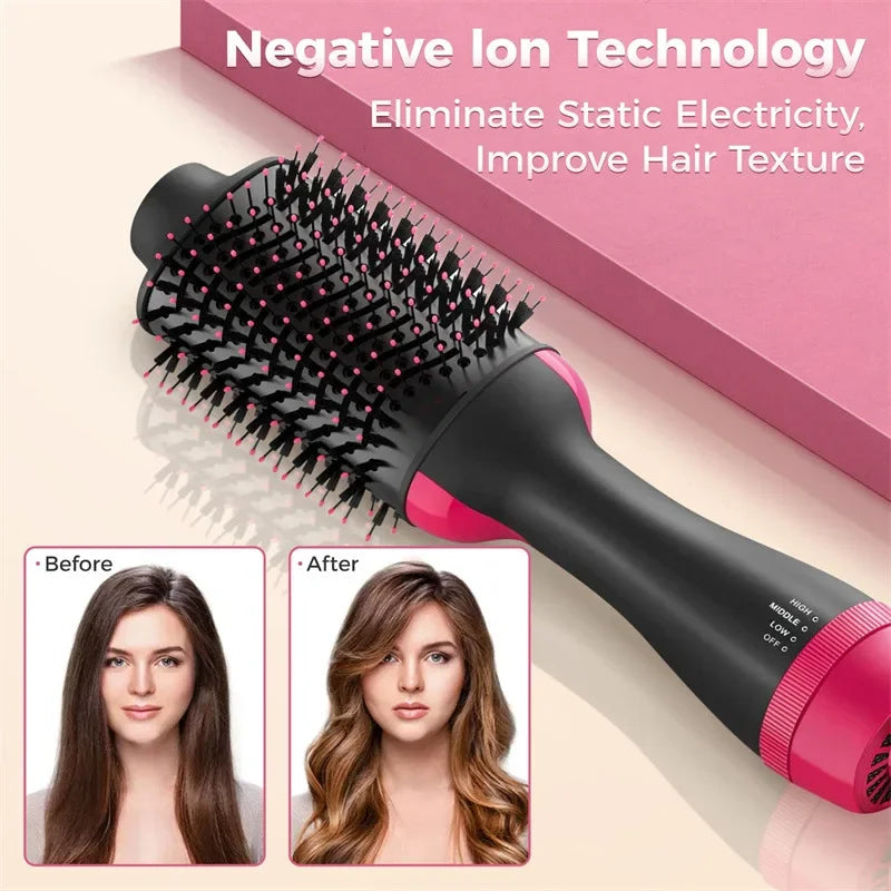 Women Hair Dryer Brush Hair Dryer Straightener Curler Massager 4 In 1 Rapid Warming One Step Volumizer Hot-Air Hair Brushes - Deals Today