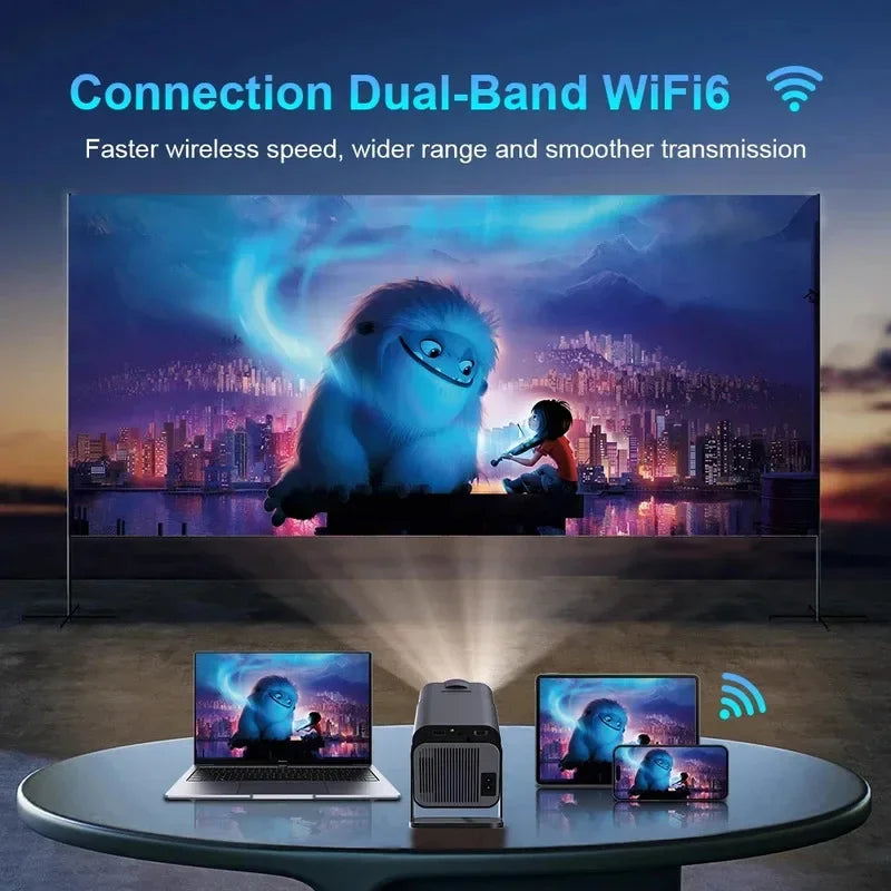 2025 Portable 4K Projector with Android 11 | Native 1080P (1920×1080), 390 ANSI Lumens, Dual WiFi 6, Bluetooth 5.0 Home Cinema - Deals Today