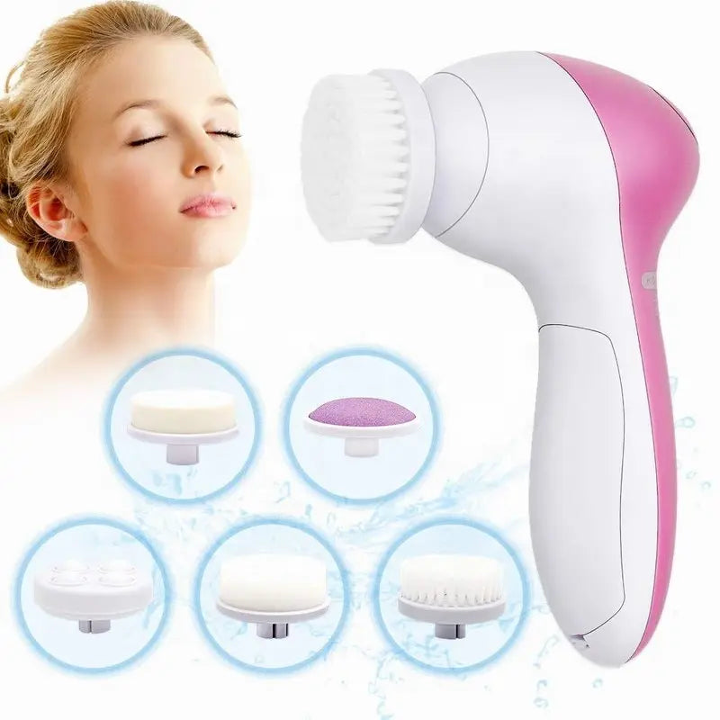 Electric Facial Cleaner 5 IN 1 Face Cleansing Brush Wash Machine Spa Skin Care Massager Blackhead Cleaning Facial Cleanser Tools - Deals Today