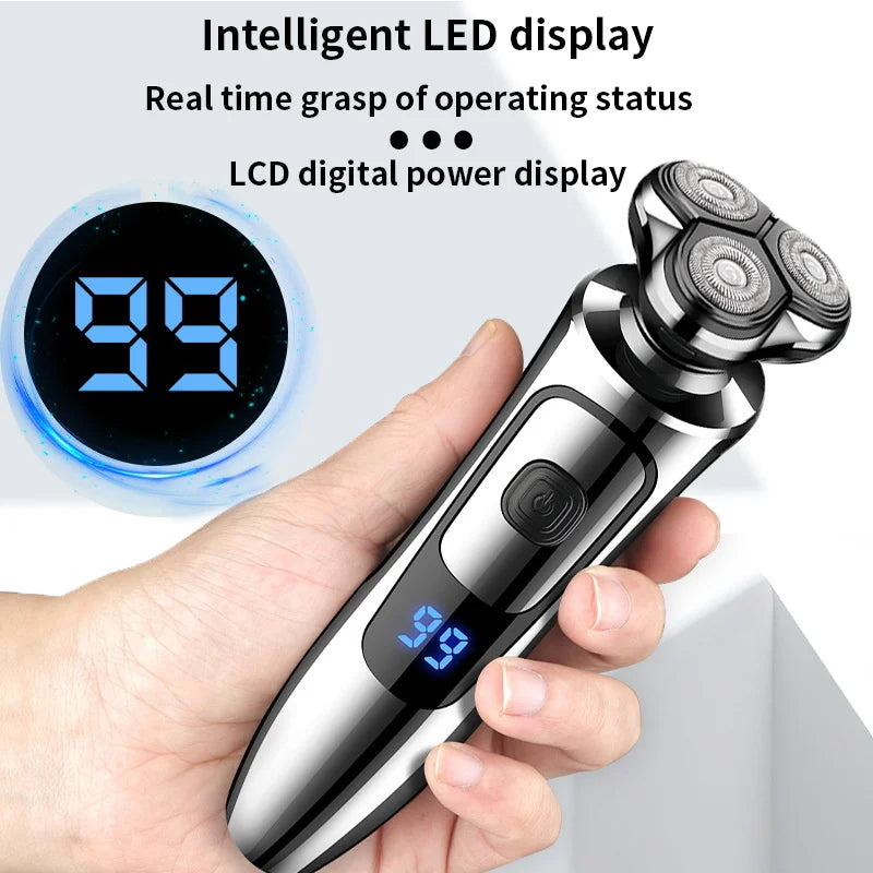 Electric Shaver Man Rechargeable Razor Shaving Knife Whisker Knife Household Portable Floating Three Tip Water Wash - Deals Today