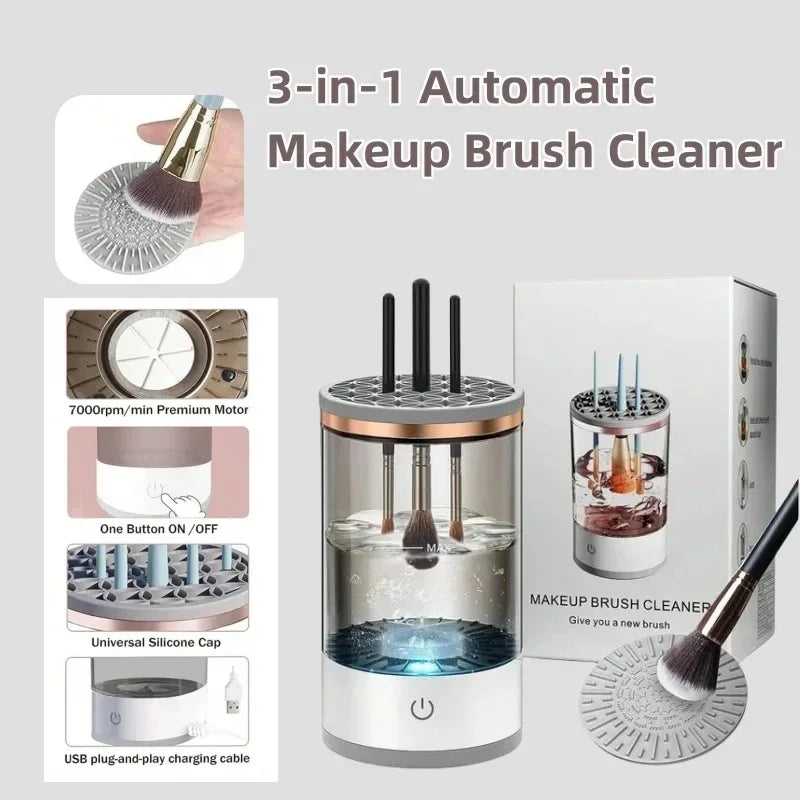 USB Powered Brush Washer & Dryer - Odorless Battery-Free Makeup Cleaner, Plug-and-Play Essential Beauty Accessory