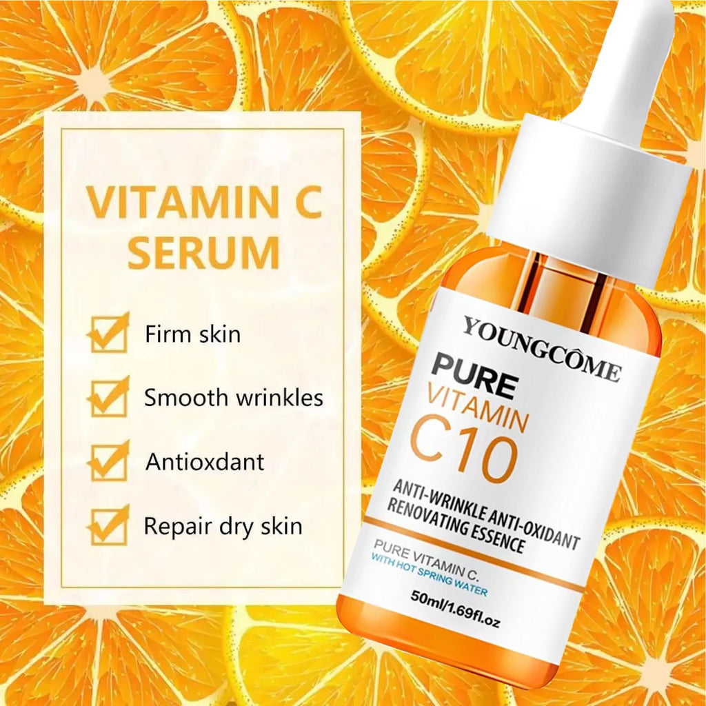 Vitamin C Facial Essence Hyaluronic Acid Dark Skin Brighten Serum Fade Fine Lines Moisturizing Repair Dull Serum Face Skin Care - Deals Today