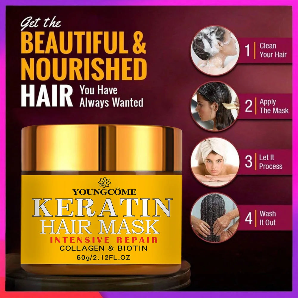 Hair Repairs Hair Mask Biotin Collagen Keratin Treatment Hairs Conditioner Hair Essential Oil Nourishing for Dry Damaged - Deals Today