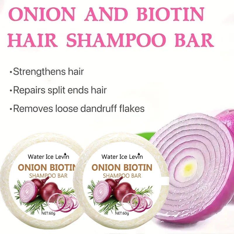 Onion and Biotin Shampoo Soap - 60g, Suitable for All Hair Types, Moisturizing and Smoothing, Rich in Rosemary Extract - Deals Today