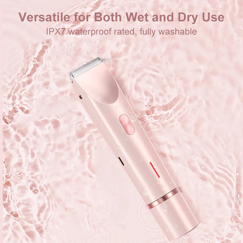 2 in 1 Dual-Head Painless Women Electric Razors Bikini Trimmer Wet Dry Use for Ladies Pubic Hair Detachable Head Electric Shaver - Deals Today
