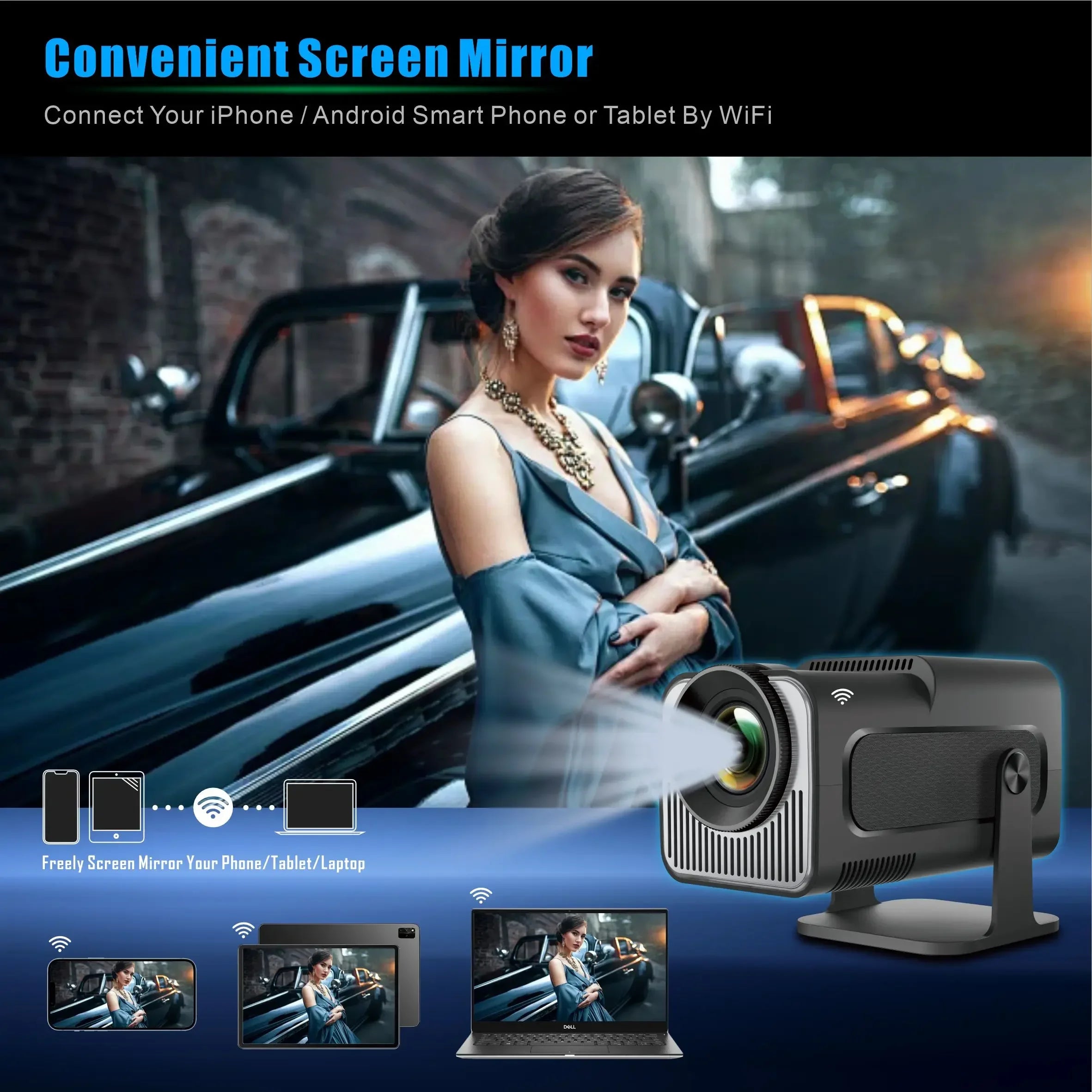 Salange HY320 MINI Android 11.0 Projector LED Beamer Home Cinema 300ANSI 720P WIFI Smart TV HD Support 1080P 4K Home Movie