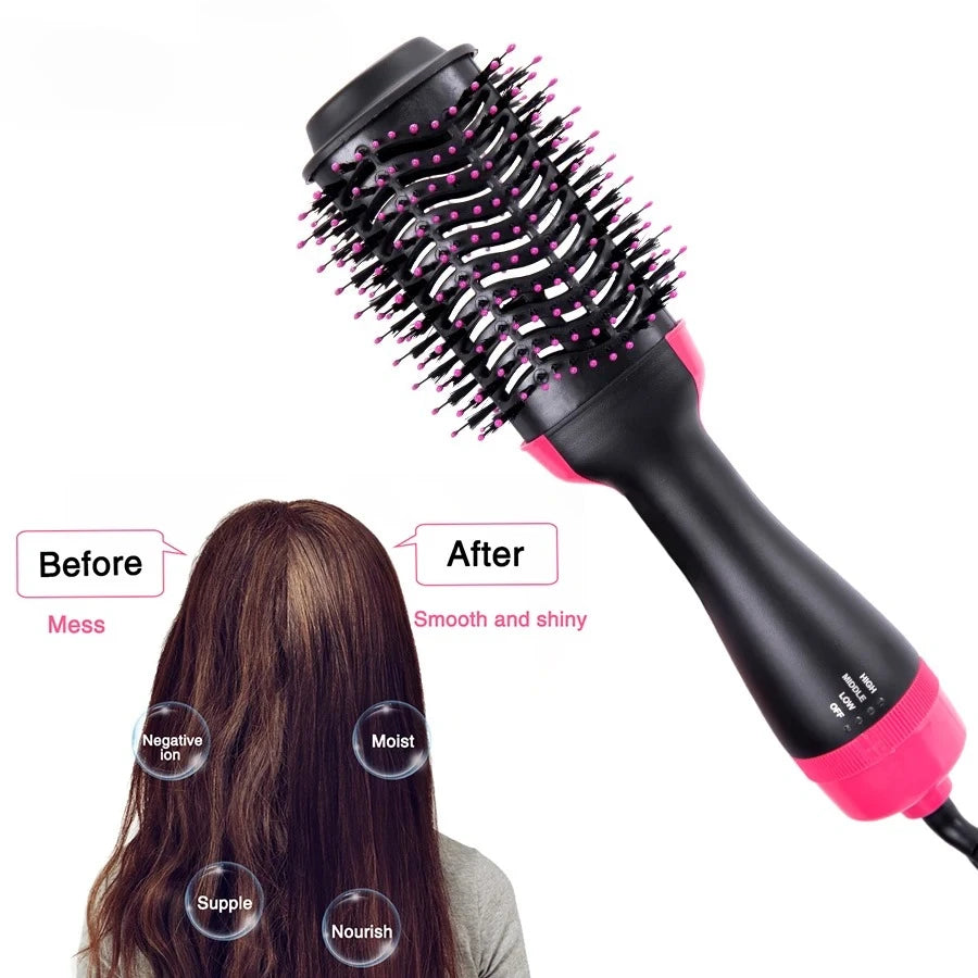 Women Hair Dryer Brush Hair Dryer Straightener Curler Massager 4 In 1 Rapid Warming One Step Volumizer Hot-Air Hair Brushes - Deals Today