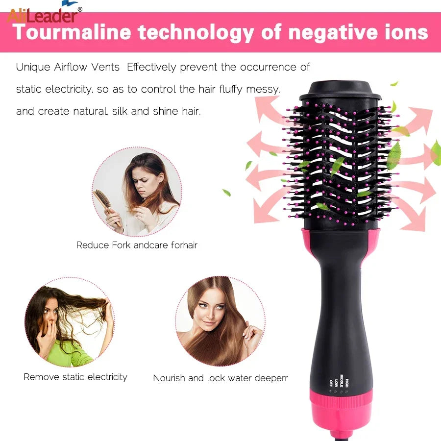 Women Hair Dryer Brush Hair Dryer Straightener Curler Massager 4 In 1 Rapid Warming One Step Volumizer Hot-Air Hair Brushes - Deals Today
