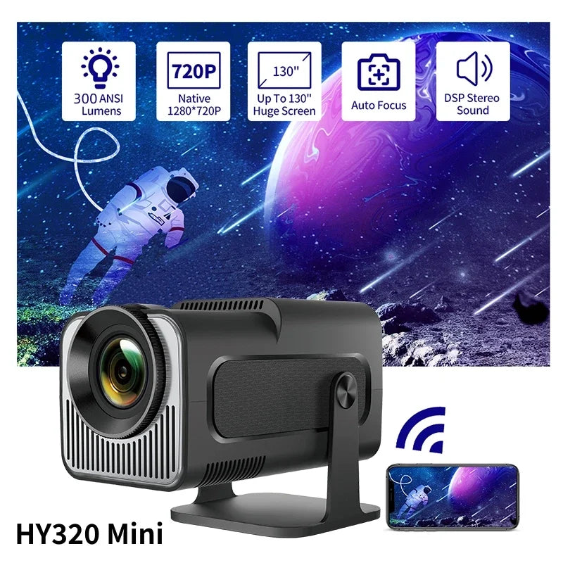 Salange HY320 MINI Android 11.0 Projector LED Beamer Home Cinema 300ANSI 720P WIFI Smart TV HD Support 1080P 4K Home Movie