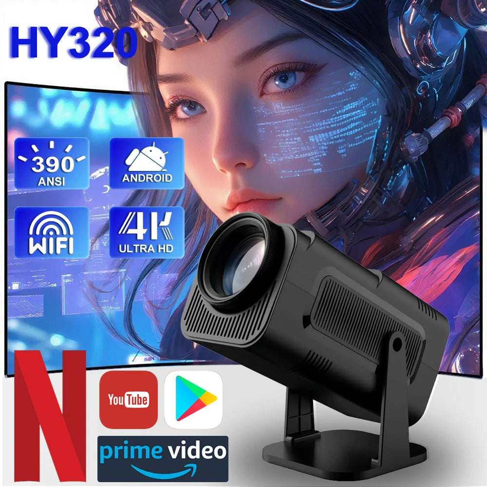 2025 Portable 4K Projector with Android 11 | Native 1080P (1920×1080), 390 ANSI Lumens, Dual WiFi 6, Bluetooth 5.0 Home Cinema - Deals Today