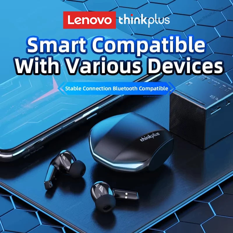 Lenovo GM2 Pro Bluetooth 5.3 Earbuds with Mic – 9D Stereo Wireless Headphones for Gaming & Music