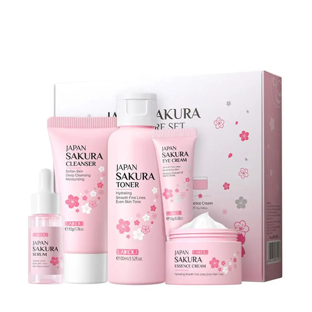 5/3pcs/Set Sakura Skin Care Sets Face Cream Serum Toner Facial Cleanser Sunscreen Eye Cream Gift Box Face Skin Care Set Product - Deals Today