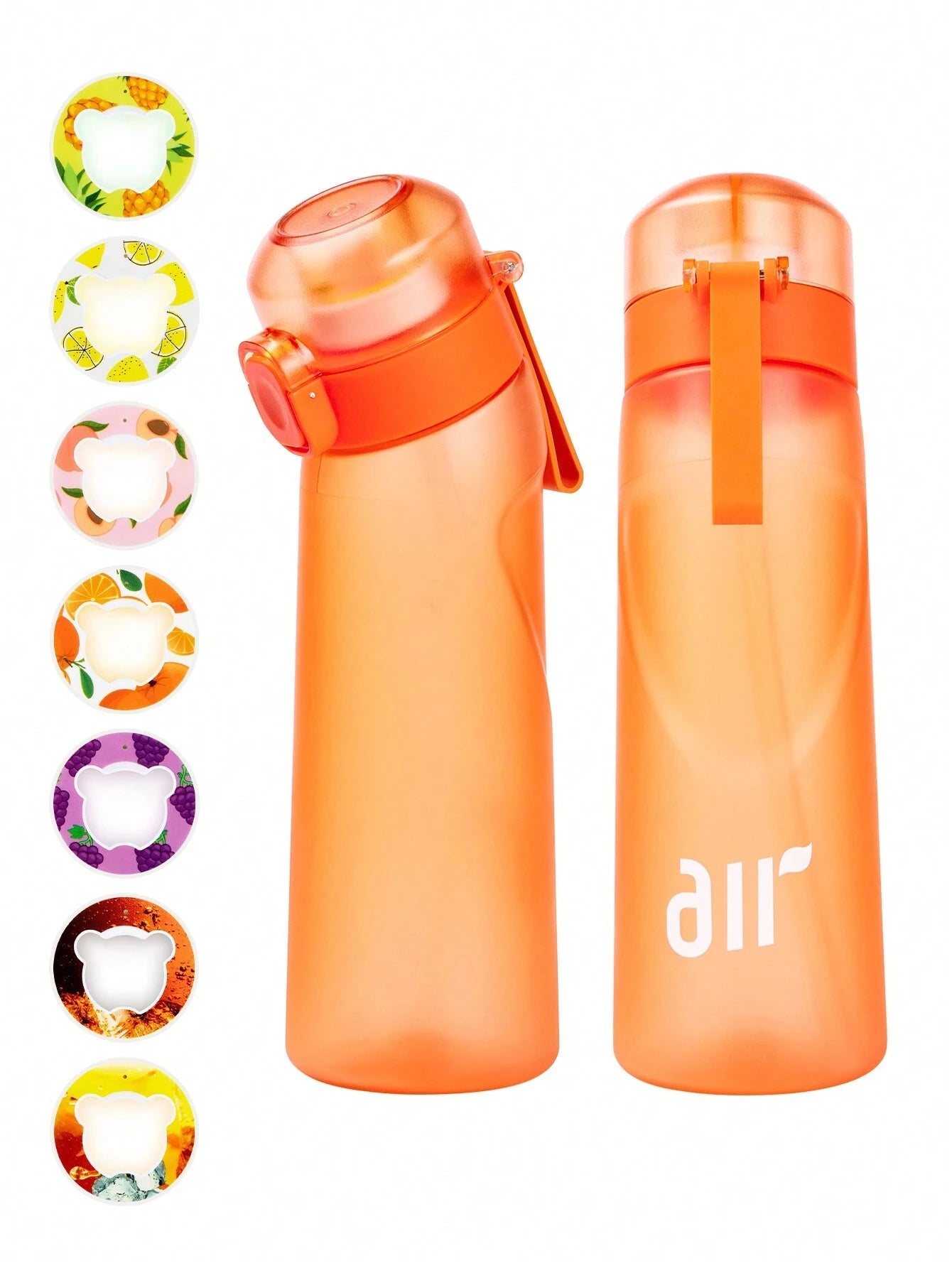 Portable Air Water Bottle with Random Flavor Pods – Transparent Leak-Proof Bottle with Straw for Outdoor Sports & Travel