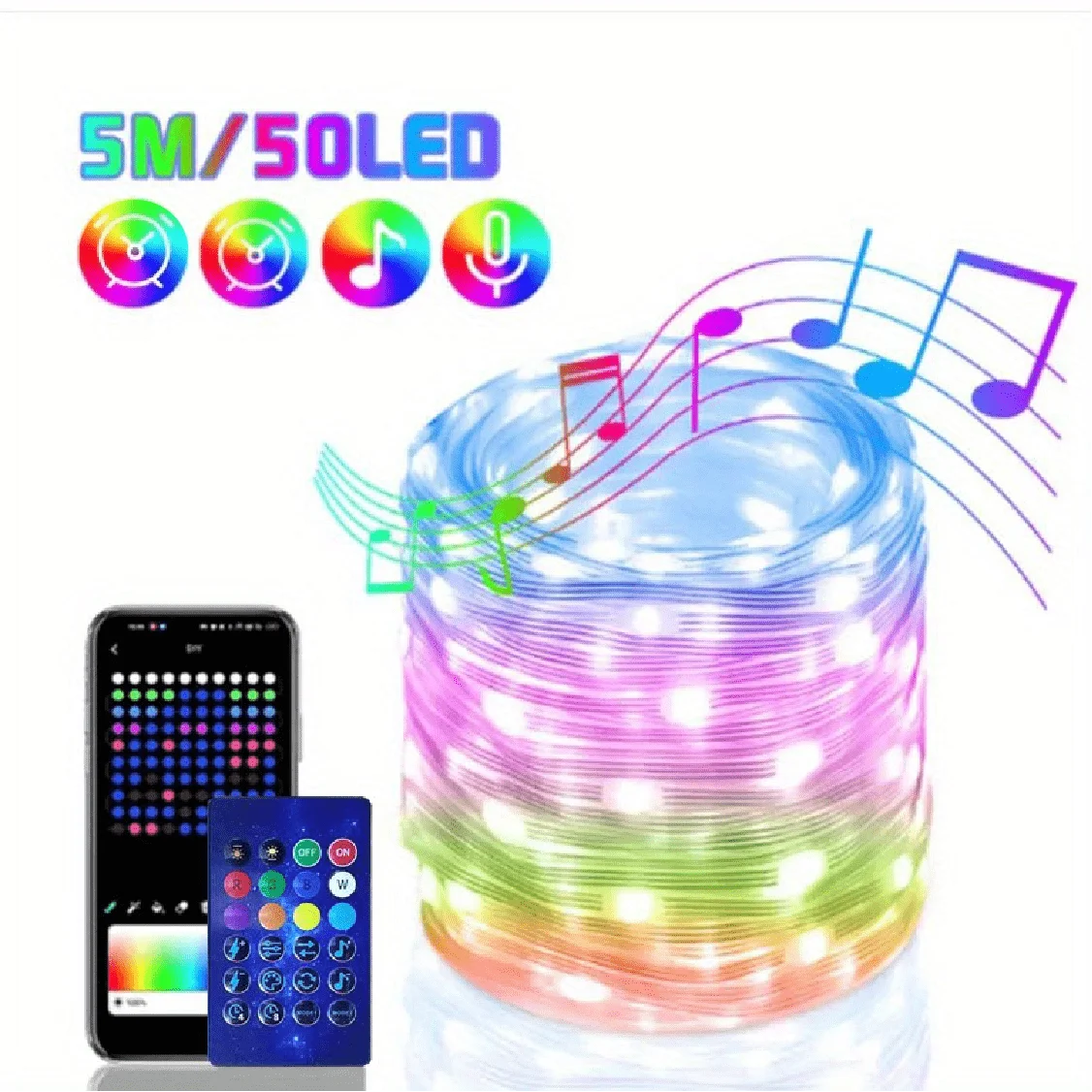 Smart IC LED String Light WS2812 Bluetooth Fairy Light Addressable USB 5V 20m 10m 5m Dreamcolor Music Sync Party Garland Decor - Deals Today