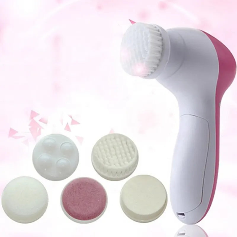 Electric Facial Cleaner 5 IN 1 Face Cleansing Brush Wash Machine Spa Skin Care Massager Blackhead Cleaning Facial Cleanser Tools - Deals Today