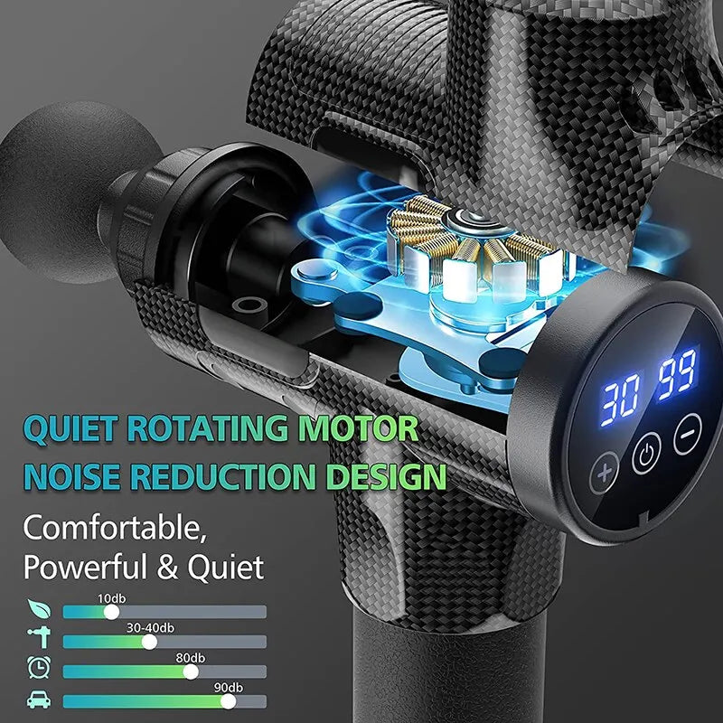 30 Level Massage Gun Fascia Deep Muscle Relax Body Neck Massager Electric Fitness Equipment Noise Reduction Male Female - Deals Today