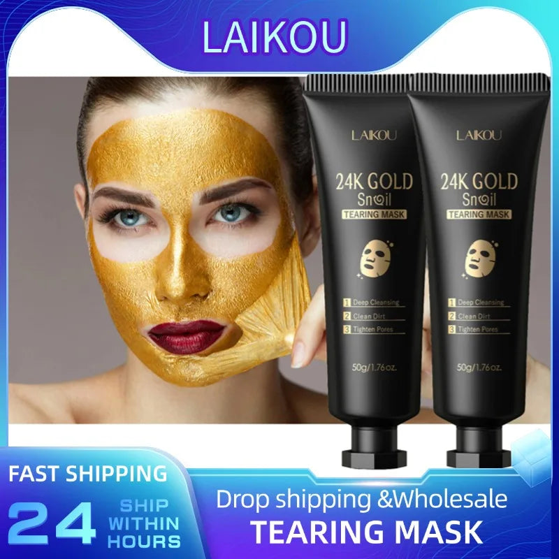 LAIKOU 24K Gold Sakura Peeling Face Mask Anti Wrinkle Whitening Blackhead Removal Facial Tear Off Mask Skin Care Products - Deals Today