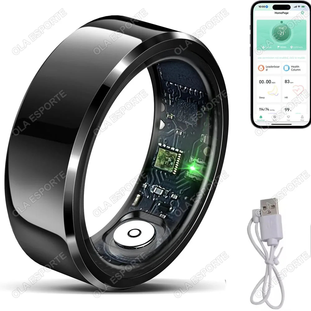 2026 Smart Ring for Blood Pressure, Heart Rate & Sleep Monitoring – IP68 Waterproof Fitness Tracker with Multi-Sport Mode for Men & Women