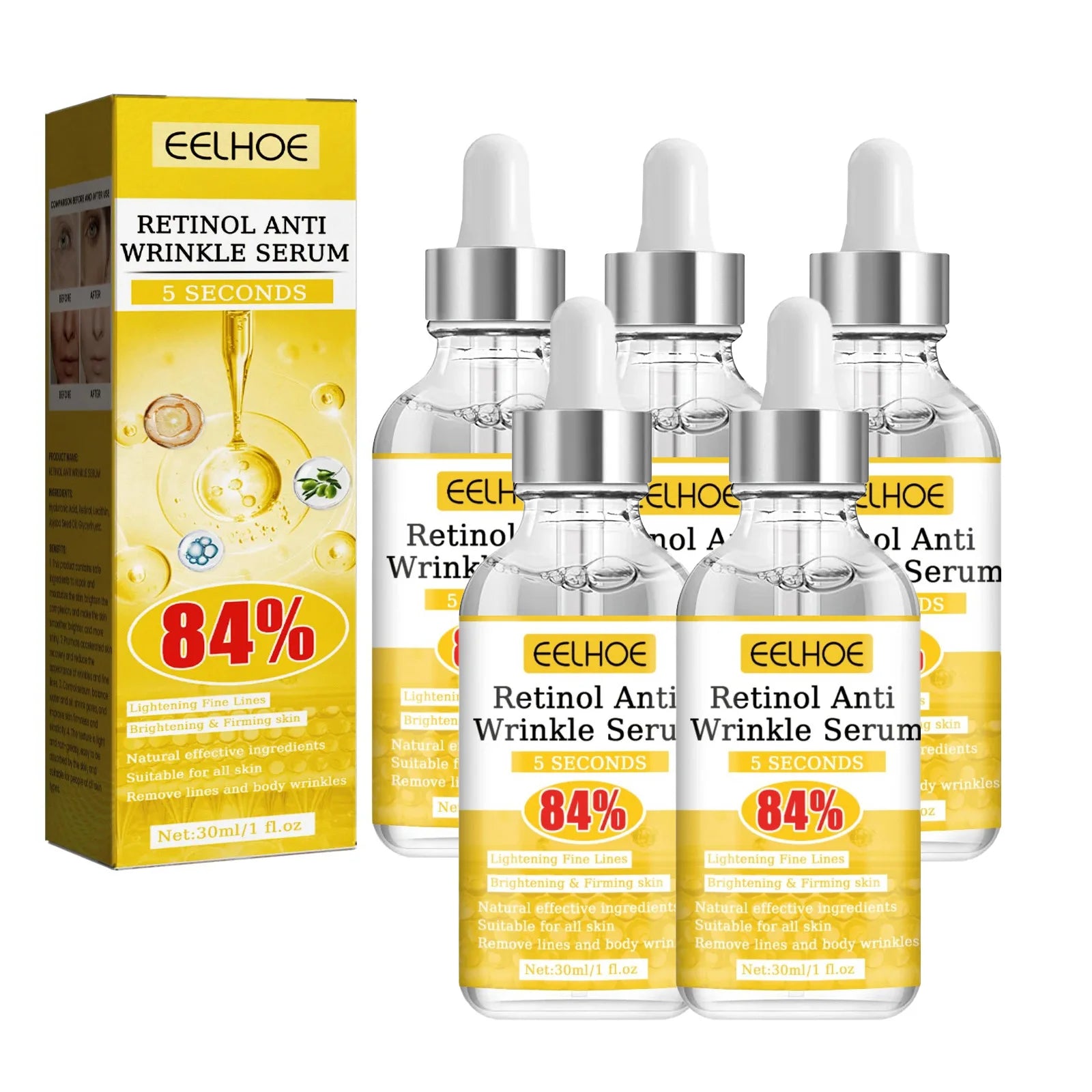 Retinol Anti-Wrinkle Serum Anti Aging Face Lifting Firming Fade Fine Lines Moisturizing Skin Care Hyaluronic Acid Facial Serum - Deals Today