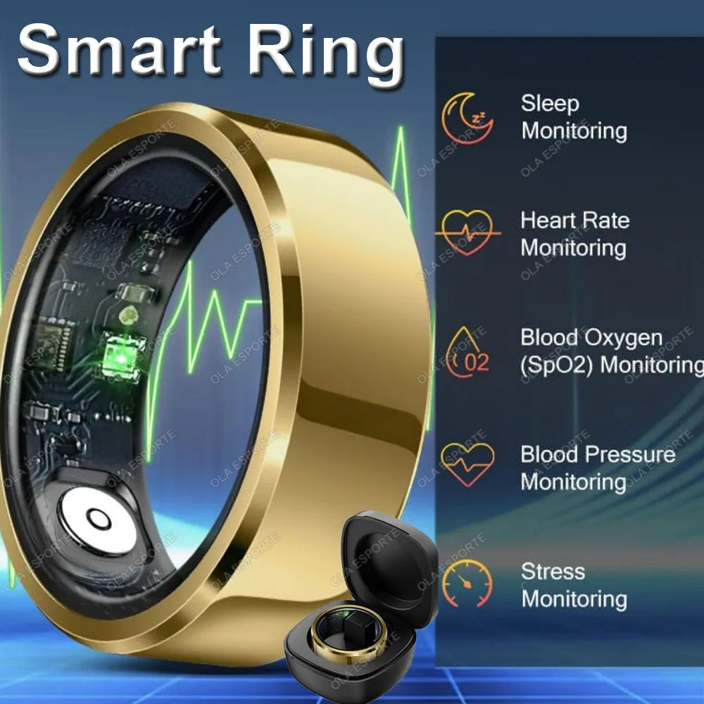 2026 Smart Ring for Blood Pressure, Heart Rate & Sleep Monitoring – IP68 Waterproof Fitness Tracker with Multi-Sport Mode for Men & Women